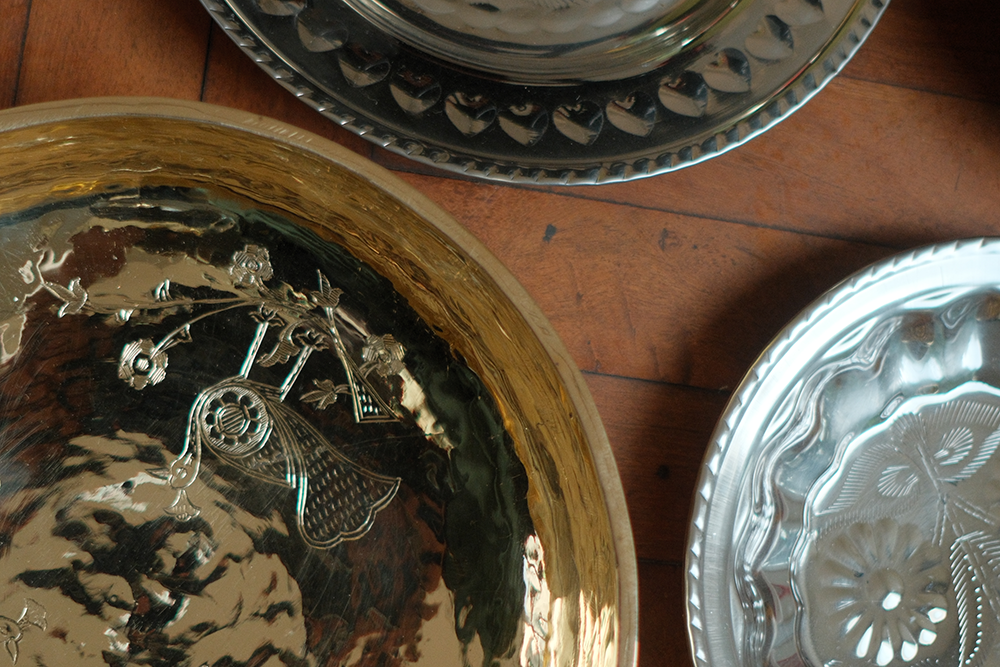 Peacock brass bowl